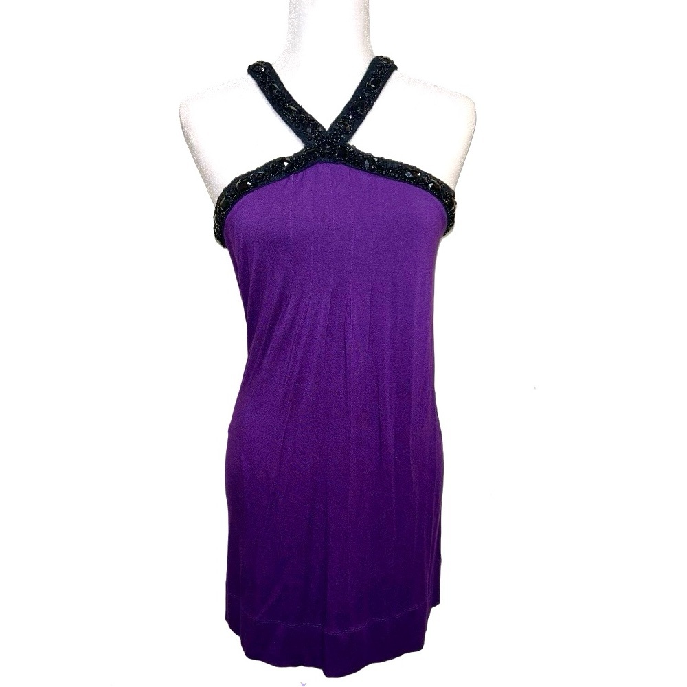 Express beaded dress / purple & black / size large